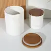 Tarro Sellado de Cerámica Simple para Cocina Transfronterizo con Tapa de Bambú Estilo Nórdico Gris y Blanco Tarro de Almacenamiento de Café Tarro de Té Tarro de Azúcar