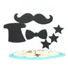 Decoración de Tarjeta para Pastel Horneado Hombres Pequeños Negros Barba Sombrero de Copa Día del Padre Feliz Cumpleaños Set de Inserto