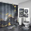 Cortina de Chuveiro com Impressão Digital de Mármore para E-commerce Transfronteiriço Cortina de Chuveiro Impermeável Conjunto de Quatro Peças Conjunto de Cortina de Chuveiro para Banheiro Fornecimento Direto do Fabricante