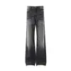 Calça Jeans Flare Vintage Lavada Degradê para Homens, Estilo Tendência Hippie, Calça Casual Vintage de Perna Larga Amassada