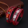 Pulseira de Pedra Olho de Tigre Masculina Amazon Venda Quente Transfronteiriça Couro Multicamadas Pulseira de Pedra Natural Masculina Pulseira com Fecho Magnético Joias
