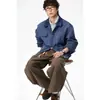 Responde Me Marca de Moda Chaqueta de Trabajo Azul Francés con Solapa para Hombre Casual Primavera y Otoño Nuevo Estilo Abrigo Superior W517