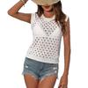 Chaleco de punto calado sin mangas de cuello redondo transfronterizo europeo y americano para mujer, blusa holgada y versátil a la moda, top de estilo vacacional personalizado