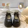 Zapatos de Cuero Retro con Suela Gruesa Estilo Francés para Mujer, Nuevo Modelo Primavera y Verano 2025, Versátiles con Faldas, Zapatos Mary Jane de Perlas para Mujer