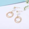 Pendientes largos elegantes de moda coreana con forma de aguja de plata s925 y perlas de agua dulce.