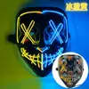 Máscara Brilhante de Halloween Luz Fria Rosto de Fantasma Barra de LED Festa Dança Preto em V Vingança Adereço de Terror