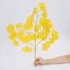 Folhas artificiais falsas, folhas de ginkgo com 5 ramos, galhos de plástico, para paisagismo, decorações de plantas de interior com tema de outono e arranjos de folhas