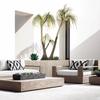 Sofá de exterior de alta qualidade, pátio, casa, telhado, jardim, terraço ao ar livre, log, ar livre, à prova d'água, teca, combinação de sofá