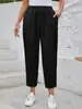 2026 Amazon Europeo y Americano Transfronterizo Primavera y Verano Negro Elástico Casual Pantalones Cortos de Mujer Nuevo Color Sólido