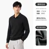 Tricô Masculino com Gola Lapela Retrô Outono Inverno Costela Vertical Estilo Old Money Roupas Masculinas Pulôver Solto para o Dia a Dia Suéter de Manga Longa