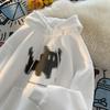 Sudadera con Capucha de Gatito para Hombre Primavera y Otoño Estilo Americano Abrigo Grueso Rígido Marca de Moda Oversize Retro Otoño Nuevo Estilo
