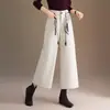 Pantalones de Pierna Ancha Ajustados, Modernos y Juveniles para Mujer, Nuevo Estilo Otoño 2026, de Tiro Alto con Bufanda de Seda, Adelgazantes, con Caída, Sueltos, Casuales, de Moda