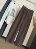 Pantalones anchos de pierna ancha con estampado floral, corte holgado estilo coreano para mujer, colección otoño 2026, tiro alto, adelgazantes, tobillo cónico, pantalones casuales versátiles