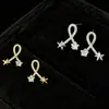 Pendientes de botón de cruz de circonita microincrustada, simples de lujo ligero, diseño exquisito de alto temperamento, pendientes de estrella, joyería para orejas para mujer