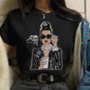 Camiseta de manga curta estampada com padrão europeu e americano de comércio exterior, série Coffee para meninas, camiseta de manga curta da moda