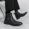 Amazon Tamanho Grande 47 Botas de Cano Alto de Couro Botas de Couro Masculinas Sapatos com Fivela Estilo Britânico Sapatos Casuais de Negócios Botas de Couro Estilo Workwear Retrô