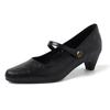 Elegante Capa Superior de Piel de Oveja Camelia Primavera 2025 Punta Redonda Pequeña Cuero Genuino para Viajar Tacón Medio Grueso Zapatos de Un Botón para Mujer