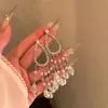 Pendientes de Borla con Forma de Gota de Agua de Circonita Plateada Estilo Francés para Mujer, Lujo Ligero, Gama Alta, Pendientes Exagerados, Accesorios para Orejas Muy Bonitos