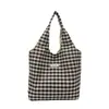 Bolsa de Hombro Cuadros Estilo Ins Coreano Nuevo Perezosa y Dulce Bolsa de Tote de Verano Bolsa de Compras Ropa de Trabajo Casual Bolsa Chaleco