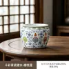 Contenedor de cerámica estilo Doucai con diseño de flor de loto para residuos de té, para uso doméstico, adecuado para ceremonias de té Kung Fu, con diseño azul y blanco y un recipiente de té portátil