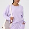 Camiseta Deportiva de Manga Larga con Cuello Redondo de Gofre para Mujer Otoño e Invierno Color Sólido Puro Suelta Casual para Correr Fitness Top 52569