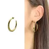 Brincos Argola Bicolor Dourado e Prateado Estilo Minimalista, Disponíveis em Tamanhos Grande e Pequeno, Brincos C-Shaped de Superfície Lisa, Brincos Simples e Versáteis para o Dia a Dia