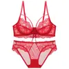 Lencería Erótica Sexy Transfronteriza para Mujeres Verano Delgado Pecho Grande Pecho Pequeño Sujetador Reductor con Aros Delicado Encaje Transpirable Conjunto de Sujetador