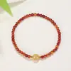 Pulseira de Granada Natural Mais Vendida em Live-Stream, Pulseira da Sorte de Jade Dragão Amarelo Estilo Chinês Novo, Joia Tradicional Chinesa Exquisita, Pulseira Iluminadora para Homens e Mulheres