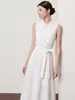 Ropa para mujer transfronteriza al por mayor: Colección otoño 2026, popular fruncido en la cintura, cintura con lazo, versátil, vestido de línea A de longitud media