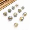 Cuentas de Barril Bicolor Estilo Tíbet con Patrón de Nubes, Cuentas para Cintura, Cuentas Espaciadoras, Cuentas de Tambor, Rueda Dorada Accesorios para Pulseras Budistas DIY Venta al por Mayor