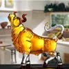 Botella de Vino Vacía de Vidrio de Borosilicato Alto, Botella de Vino Hueca del Zodíaco, Botella de Vino con Forma de Buey del Zodíaco Doce, Recipiente de Vino Transparente