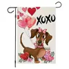 Banderas de Jardín Temáticas de Amor para el Día de San Valentín, Gato y Perro, Más Vendidas Transfronterizas, Banderas de Jardín de Lino Impresas por Ambos Lados, Diseño Personalizado Disponible