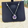 Collar Original de Plata de Ley S925 Cepillada para Mujer con Colgante de Manzana de Cristal Natural, Regalo de Nochebuena, Joyería de Exportación