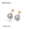 Venta al por mayor transfronteriza de pendientes de cuentas redondas de estilo sencillo. Pendientes de moda transfronteriza para mujer, de acero de titanio que combinan con todo y que no se decoloran.