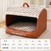 Cama para perro para otoño e invierno, cálido diseño de espiga, diseño semicerrado, cama tipo cajón para perros pequeños y medianos, proporciona una sensación de seguridad, cojín extraíble