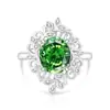 Anillo de Huevo de Paloma Cortado Flor de Hielo de Piedra Preciosa Colorida Más Vendido en Transmisión en Vivo para Mujeres, Chapado en Oro Real Diamante de Alto Carbono Super Brillante Anillo con Forma de Huevo Joyería