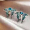 Pendientes de Perla Mariposa Azul Degradado para Mujer Diseño de Alto Grado Exquisitos Nuevas Explosiones Moda Pendientes y Joyería para Orejas Versátiles