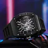 Nuevo reloj Richard para hombre con diseño calado, forma de barril, tapa trasera de rosca, correa de silicona, reloj de cuarzo deportivo