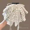 Grampo de rabo de cavalo suave em rede estilo coreano para mulheres, presilha de cabelo de fita floral de alta qualidade, presilha de tubarão estilo preguiçoso com laço, acessório de cabelo
