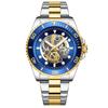 Reloj de Cuarzo para Hombre BINBOND Binbang Hollow Business Resistente al Agua Redondo Correa de Acero Genuino Reloj Water Ghost para Hombre