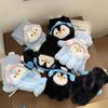 Novas Luvas Quentes de Pinguim Desenho Animado Fofo para Meninas Outono e Inverno Cachecol Recheado Luvas de Ciclismo à Prova de Vento e Frio