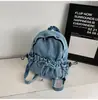 Mochila para Mulheres 2026 Nova Moda Jeans Simples Mochila Feminina Casual Estilo de Rua Versátil para o Dia a Dia Pequena Mochila Escolar