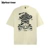 Camiseta de manga curta estilo americano Retro Fun Cat Verão Masculino e Feminino Moda Marca Ins Style Loose Casual Casal Camiseta de meia manga