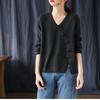 Suéter Básico de Punto Retro Literario Nuevo Primavera y Otoño para Mujer Camiseta con Botones en Diagonal Femenina Suéter de Punto para Mujer