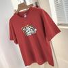 260g Heavy Cotton T-Shirt Feminino Manga Curta Americano Solto Trendy Niche Chic Top Meia Manga Em Torno Do Pescoço T-Shirt