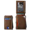 Carteira Magnética de Metal com Tampa Flip de Formato Irregular para Comércio Exterior com Slot para Cartão Antifurto RFID Multi-slots para Cartão Carteira Masculina