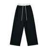 Pantalones Deportivos Negros Americanos para Mujer Otoño Pantalones Casuales Holgados Estilo Alto Perezoso Cintura Alta Cordón Pierna Ancha
