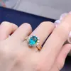 Anillo de Topacio Paraíba Natural Piedra Principal 7*9mm Cuerpo Completamente Limpio Color Fuego Súper Increíble Plata 925 Incrustación de Precisión
