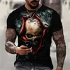 Entrega Direta da Fábrica Camiseta de Manga Curta Impressa em 3D Europeia e Americana Caveira Solta Casual Diária Camiseta Masculina Versátil