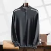 Suéter de Cachemira con Media Cremallera 2026 Otoño e Invierno Nuevo Estilo para Hombre, Ajuste Holgado, Cuello Alto Medio, Suéter Básico para Ropa de Negocios Casual para Personas de Mediana Edad